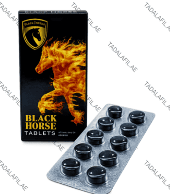 Black Horse Delay Tablets blister pack and packaging box on white background