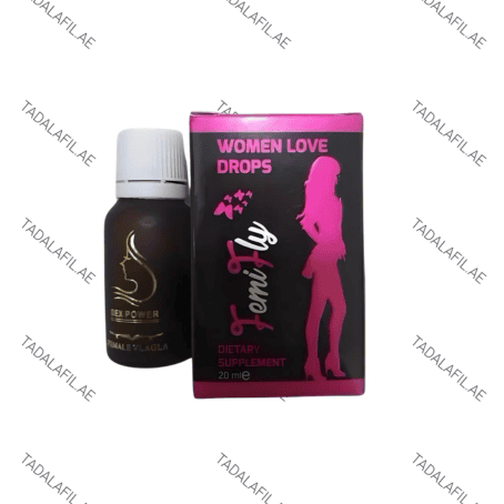Women Love Drops female dietary supplement bottle and box on white background