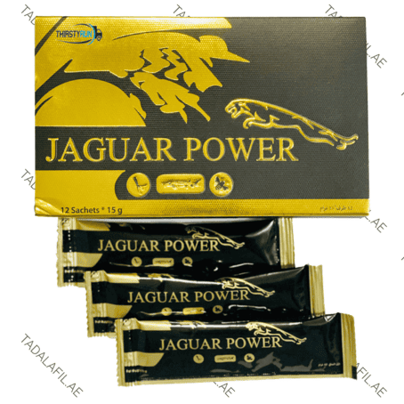 Jaguar Power Honey sachets and packaging box on white background