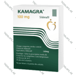 Kamagra Gold 100mg Sildenafil packaging box on white background