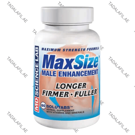 MaxSize Penis Enhancement Capsules supplement bottle on white background