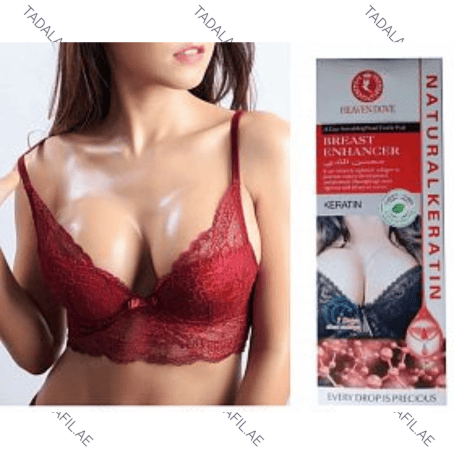 Natural Keratin Breast Cream packaging and promotional image on white background