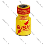 Rush Poppers Drops original yellow bottle on white background