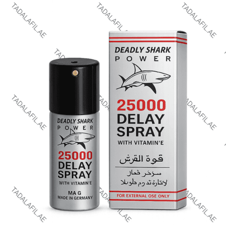 Shark Delay Spray 25000 bottle and packaging box on white background