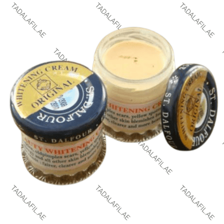 Dalfour Beauty Whitening Cream jars and cream container on white background