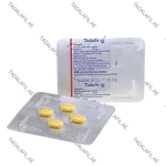 Tadalis SX 20mg tadalafil tablets blister pack on white background
