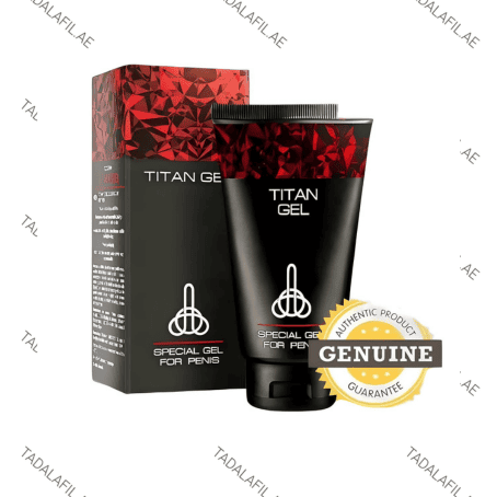 Titan Gel special gel tube and box with genuine badge on white background