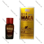 USA Maca Strong Man Pills bottle and packaging on white background