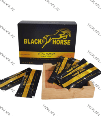 Black Horse Vital Honey sachets and product box on white background
