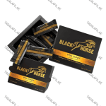 Black Horse Vital Honey sachets with open product box on white background
