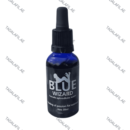Blue Wizard female aphrodisiac water 30ml bottle on white background
