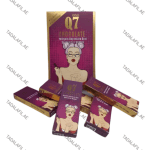 Multiple Q7 Chocolate Gold for Women boxes in purple and gold packaging with illustrated woman and Turkish product text.