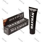 Maxman Delay Cream tube and product box on white background