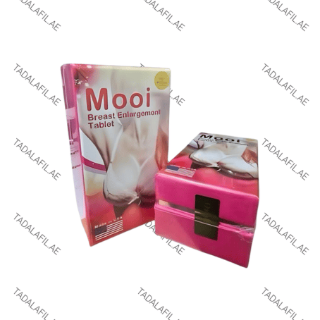 Mooi breast enlargement tablets product boxes on white background